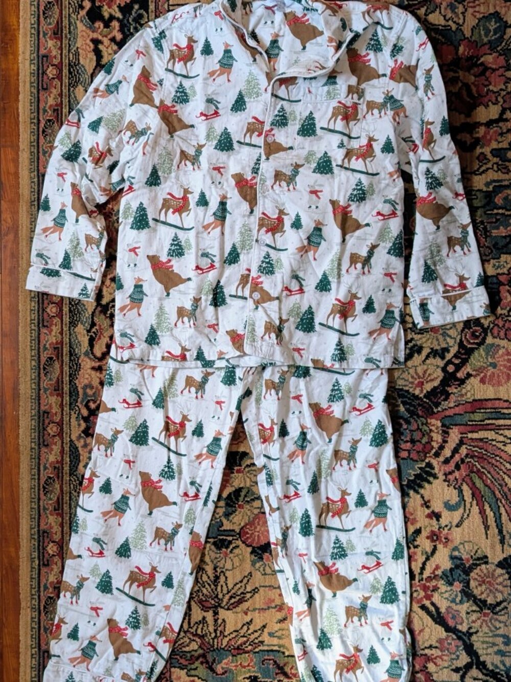 The Company Store Holiday 100% Cotton Flannel Men's Pajamas Top M Bottom L